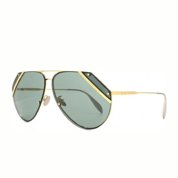 Alexander McQueen AM0092S Silver Metal Aviator Sunglasses - Picture 1 of 2